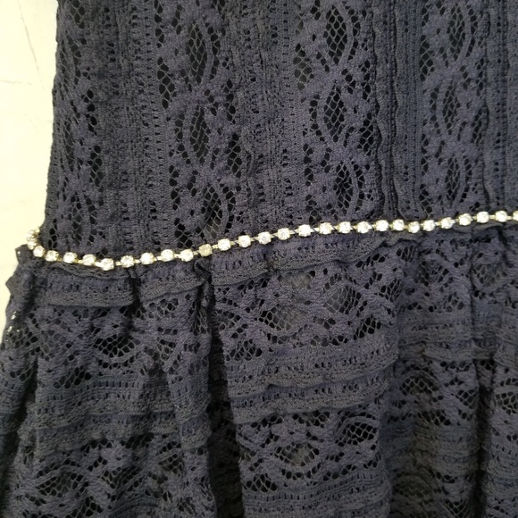 Lace rhinestone mock neck dress (A1) - Picture 3 of 6